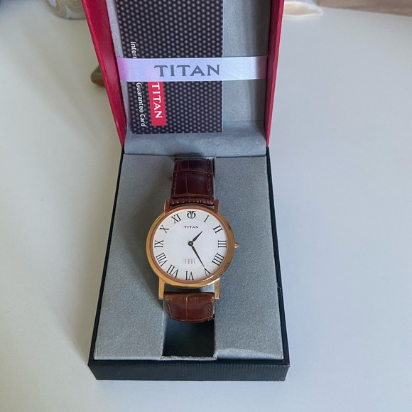Titan Other - Brown leather strap watch